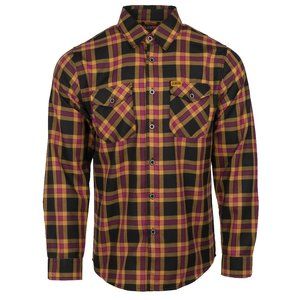 NWT Dixxon x 22 Jumps Gold Purple Black Plaid Long Sleeve Flannel Shirt